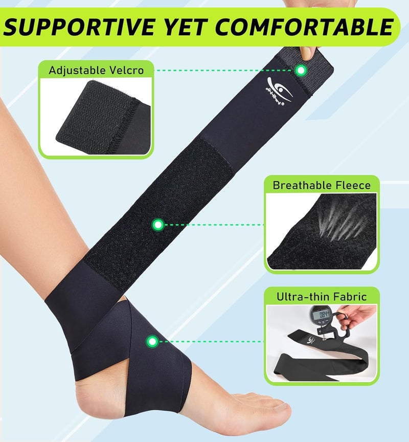 HiRui Ultrathin High-Elastic Ankle Wraps Ankle Brace for Men Women Kids, Adjustable Ankle Straps for Running, Football, Basketball, Sprains, Arthritis, Plantar Fasciitis (Black, Medium (Pack of 1)) - Image 3